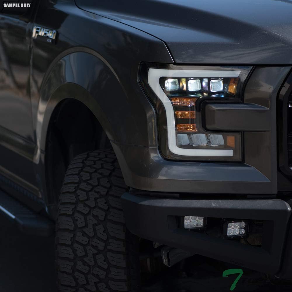 Black Housing Full LED Sequential Tri Projector Headlights For 15-17 Ford F150 B758