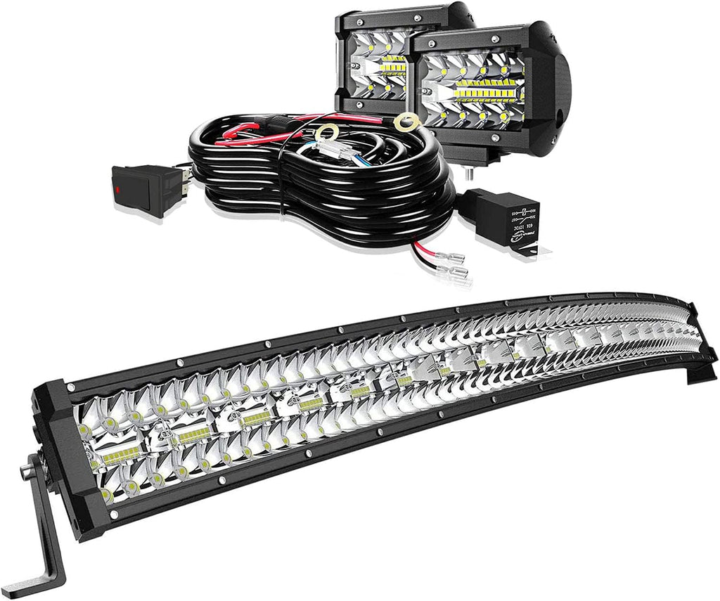 52 inch Curved LED Light Bar Kit with 4PCS Spot LED Pods Fog Lights W156014
