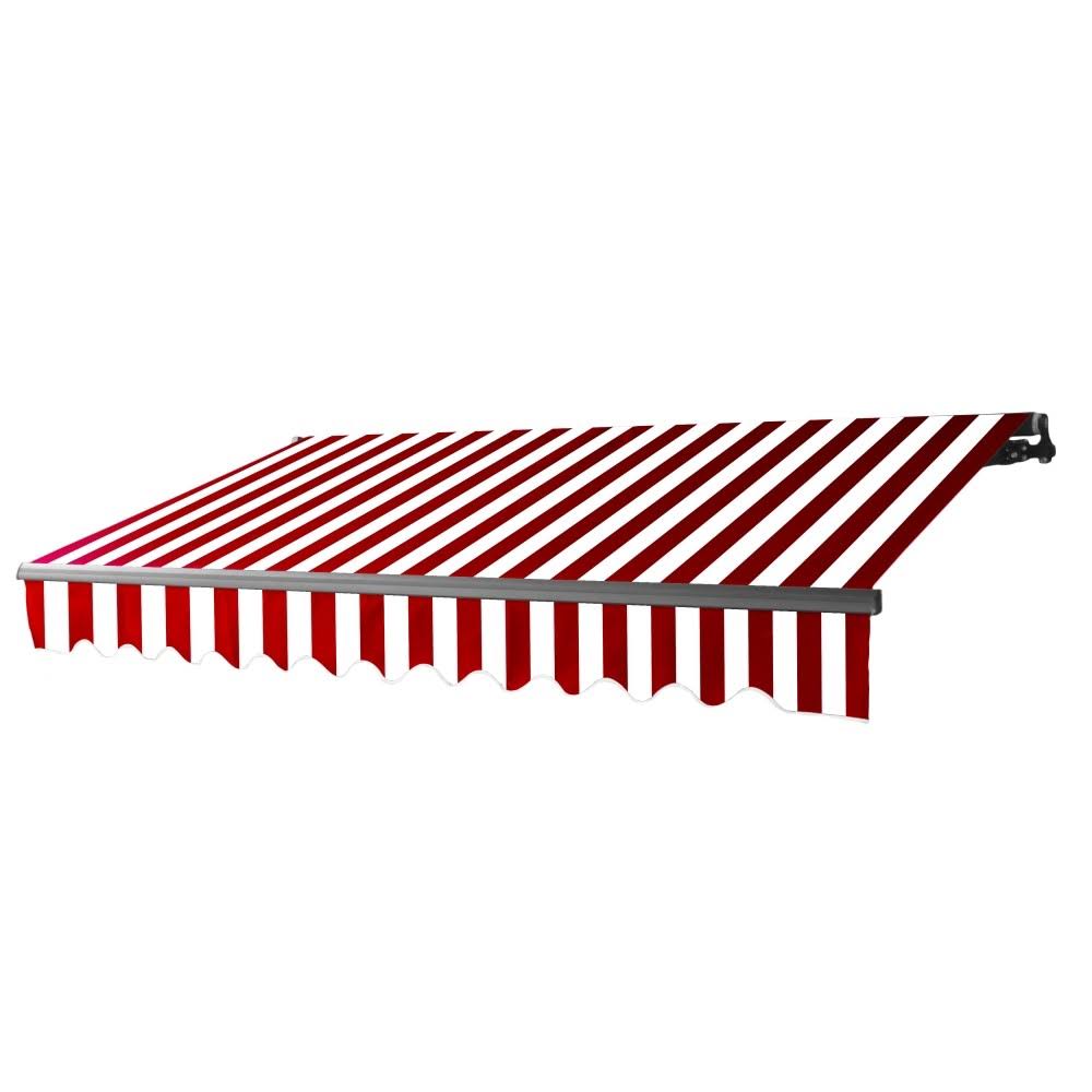 Black Frame Motorized Retractable Patio Canopy Awning 10x8 Red/White O534420