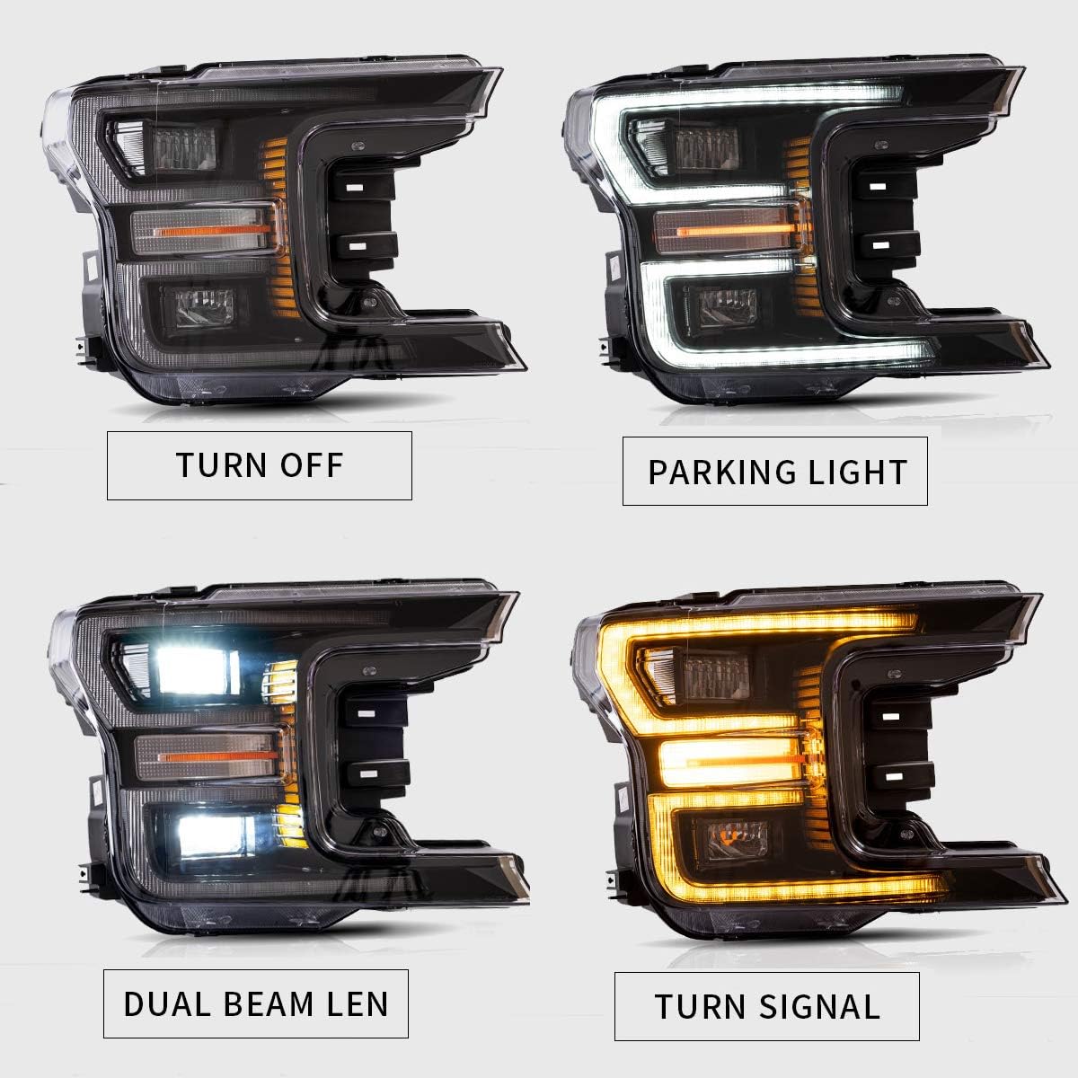 LED Projector Headlights with Smoked Taillights with Red Turn Signal Lights G32096