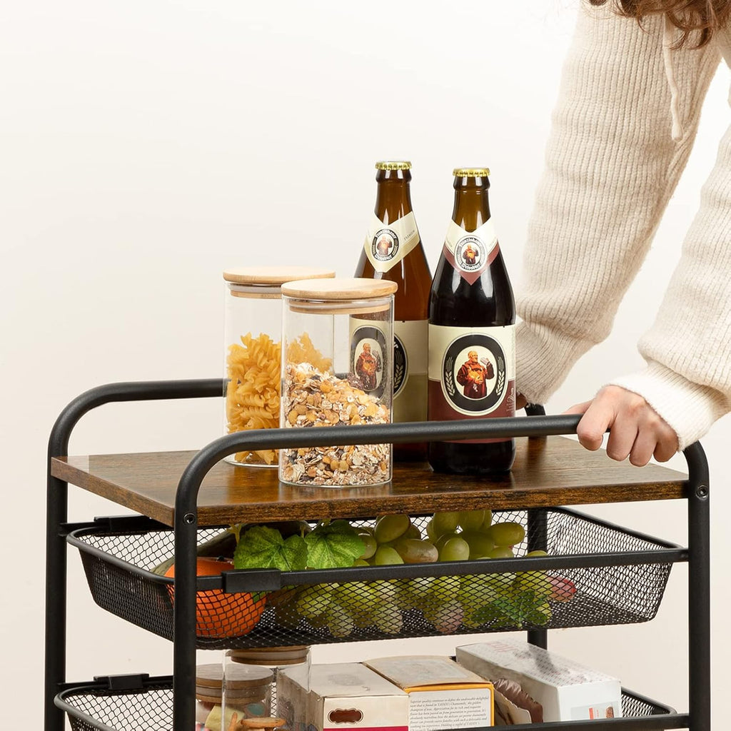 5 Tier Rolling Cart with Mesh Drawers and Wheels D335894