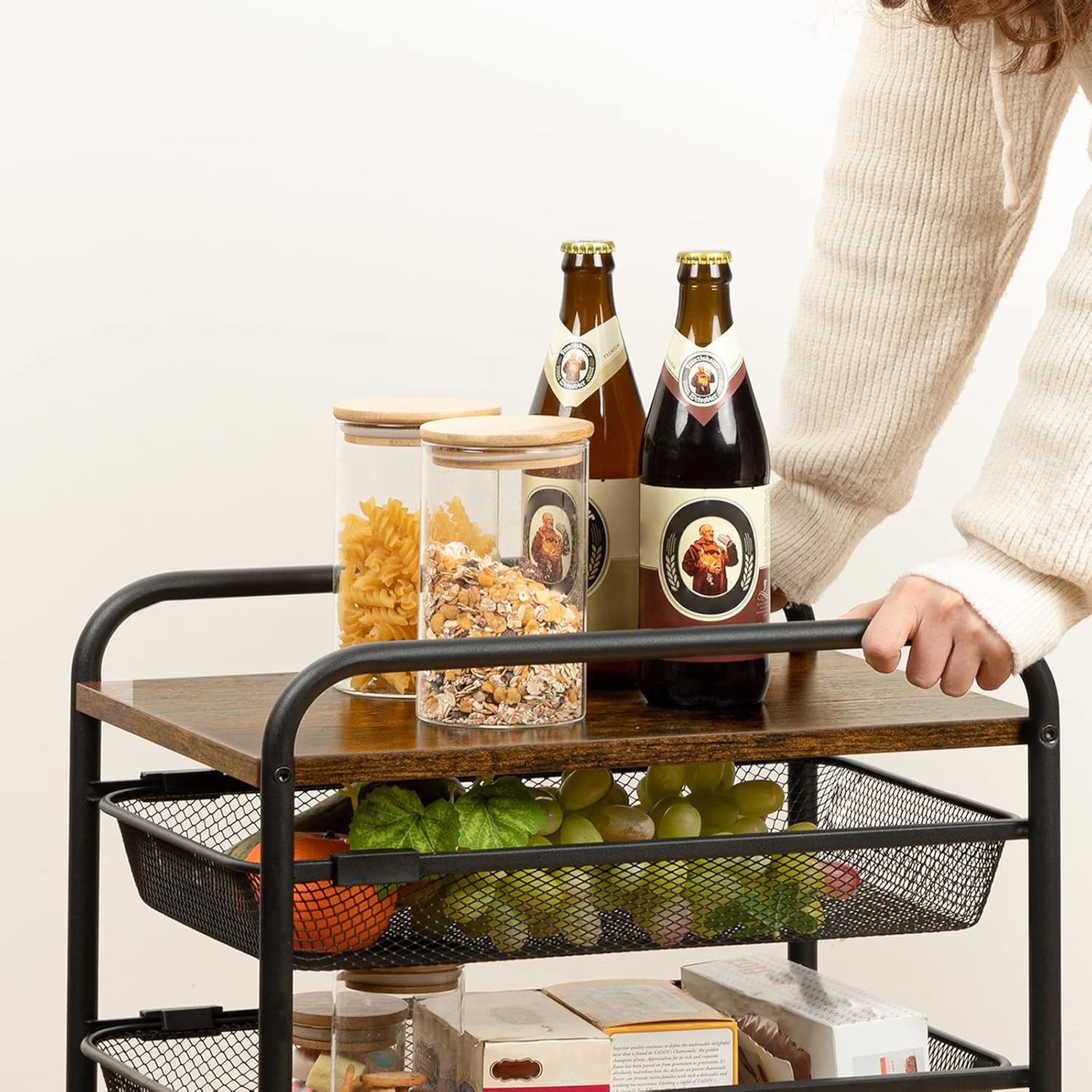 5 Tier Rolling Cart with Mesh Drawers and Wheels D335894