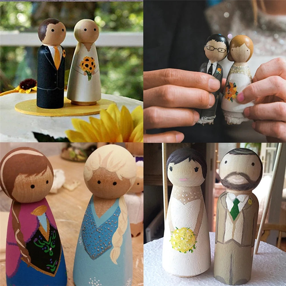 10 Pcs Unfinished Wooden Peg Dolls E33809