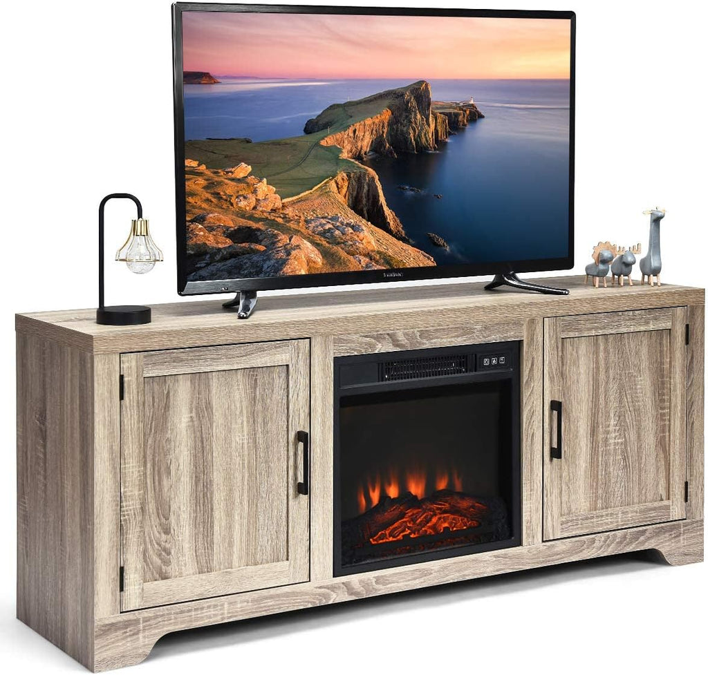 Fireplace Stand Media Storage Cabinet Console with Electric Fireplace with Remote Control N727769