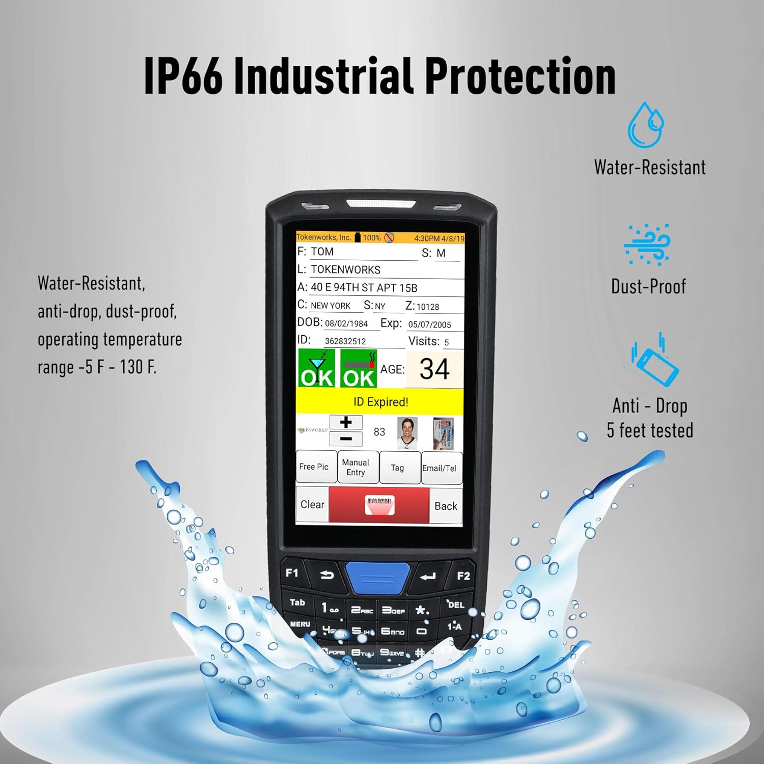 ID Scanner with Charger Cradle and Hand Strap D987