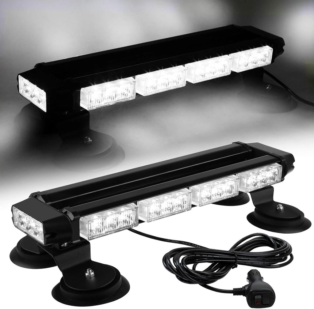 16.8 Inch LED Strobe Light Bar, 26 Flashing Modes, Magnetic Base, Blue White, Pack of 2 I233520