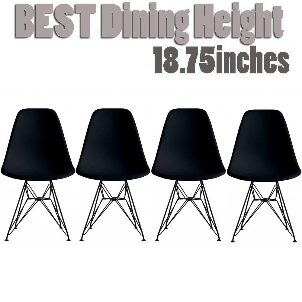 Set of 4 Black Plastic Dining Room Chairs O23029