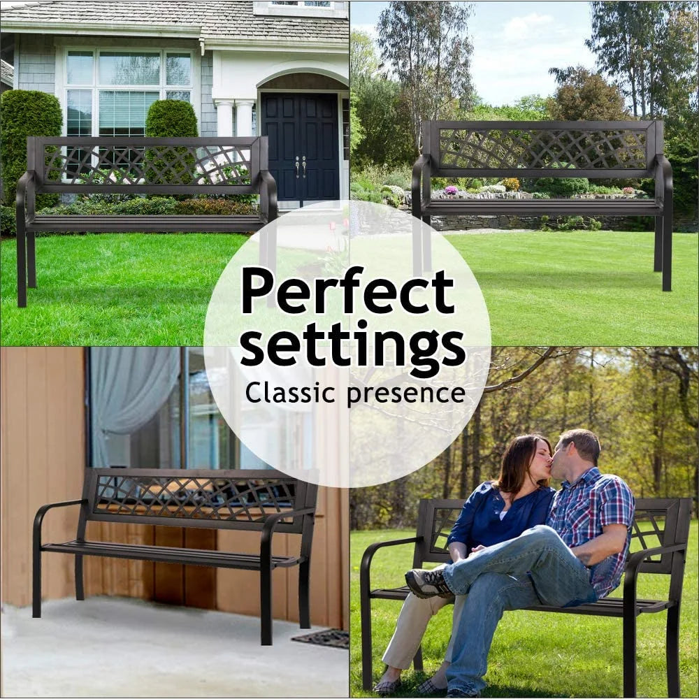 Black Cast Iron Outdoor Bench I9894