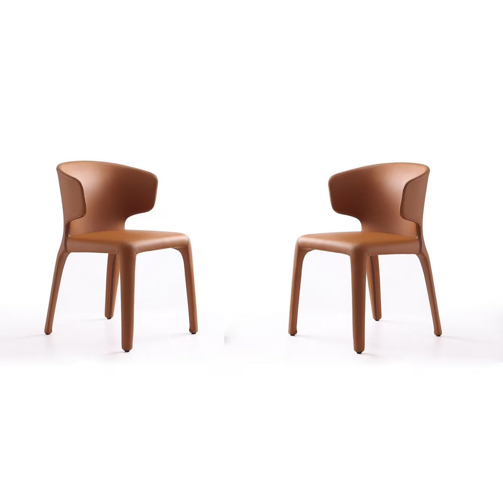 Faux Leather Dining Chair in Brown (Set of 2) J362