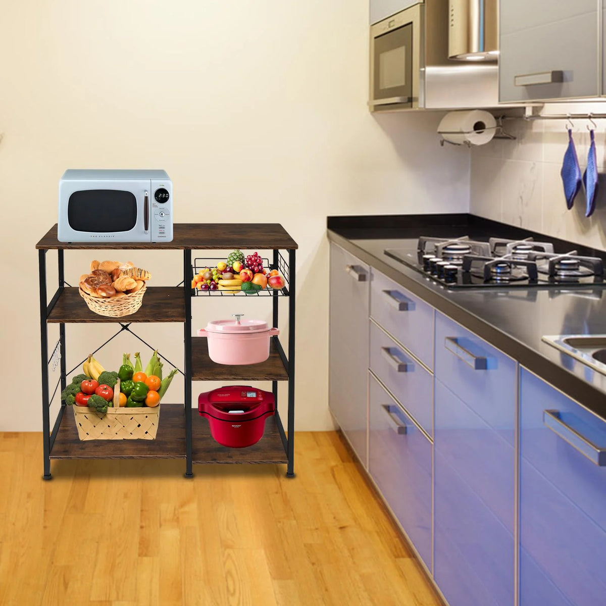 Rustic Brown Bakers Rack Microwave Oven Stand K3871