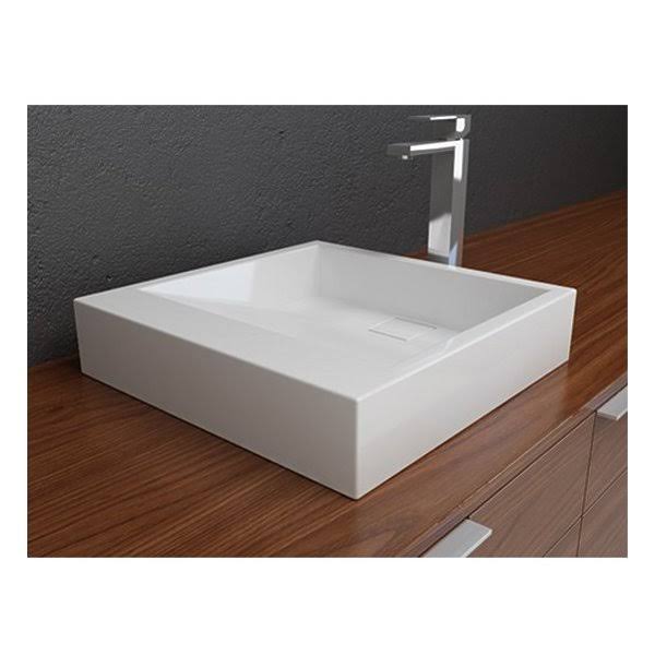 White Solid Surface Above Counter Bathroom Sink T2563