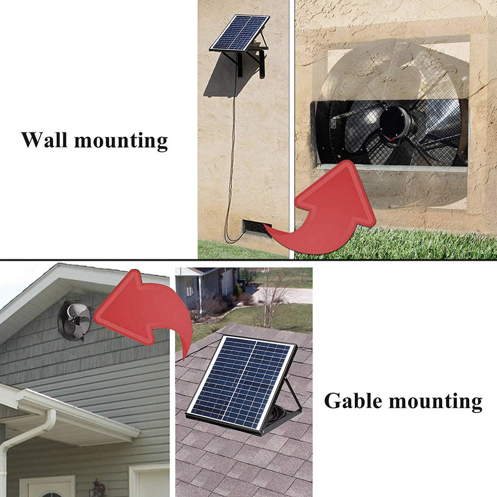 Solar Powered Exhaust Fan with Thermostat Switch, 1750CFM, IP68 Brushless DC Motor Q70476