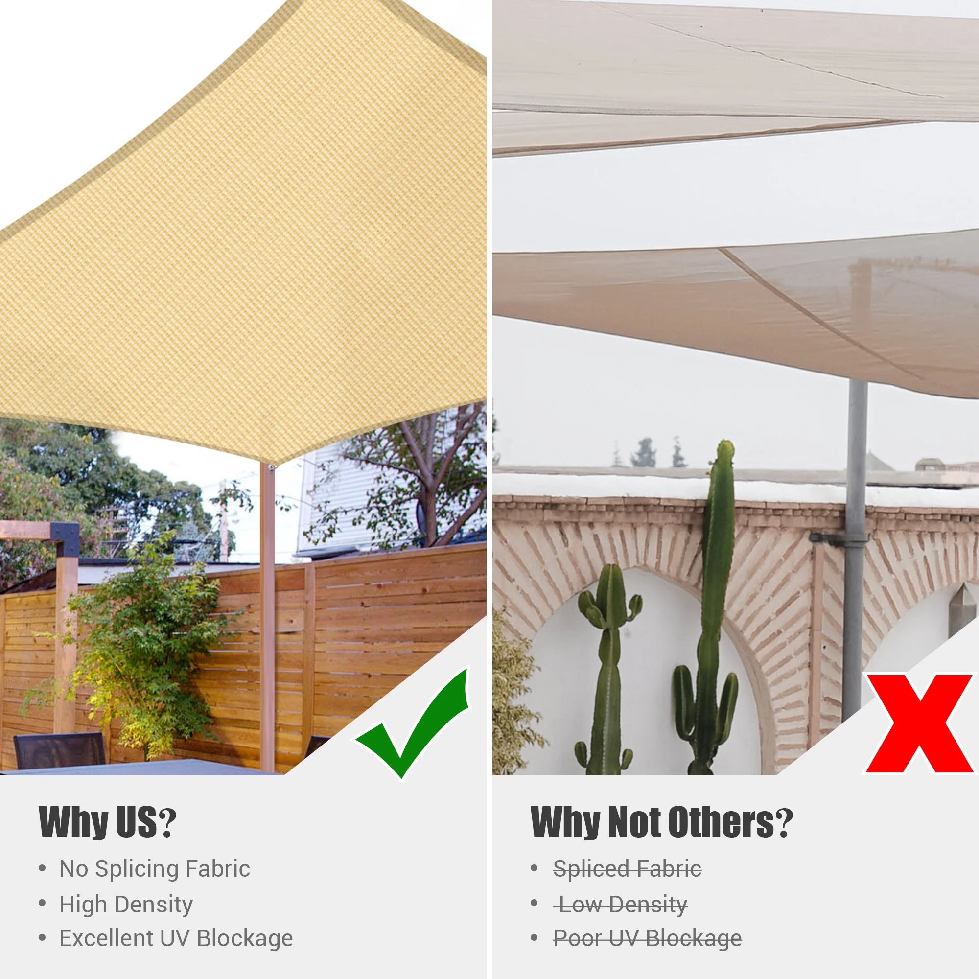 Beige Rectangle Sun Shade Sail V609
