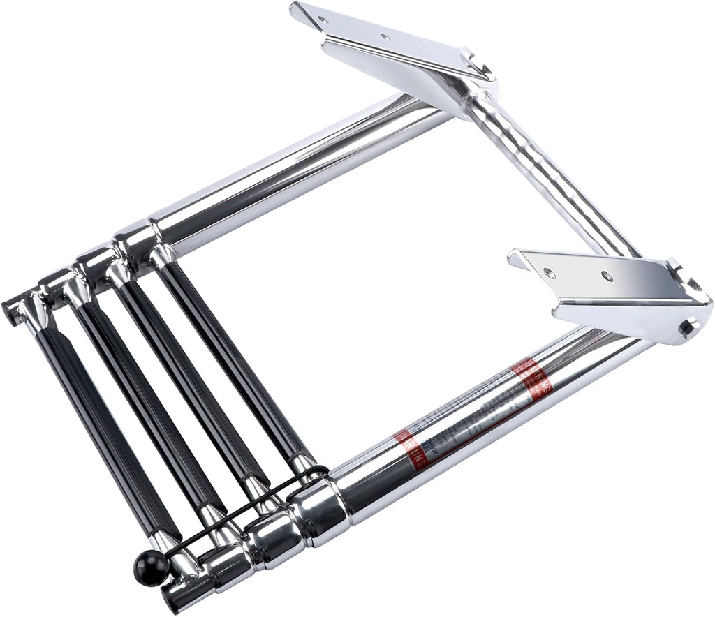 Folding 4 Step Stainless Steel Telescoping Boat Ladder Pack of 2 U9917