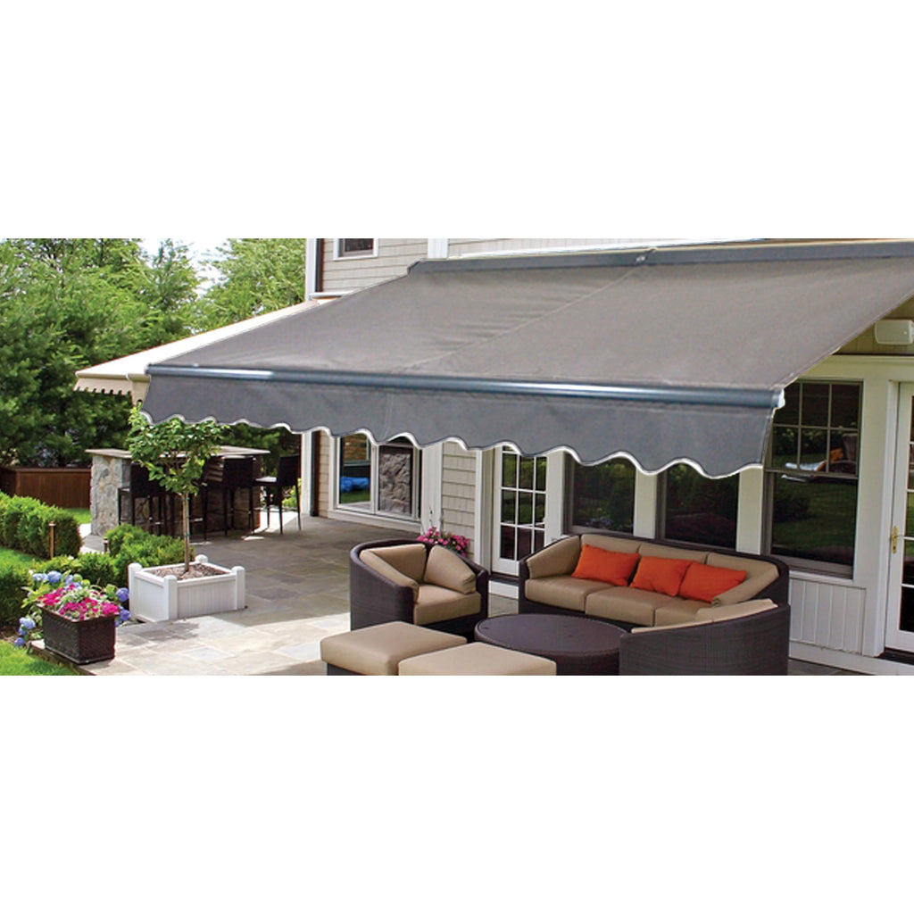 Gray LED Motorized Retractable Patio Awning Q5357