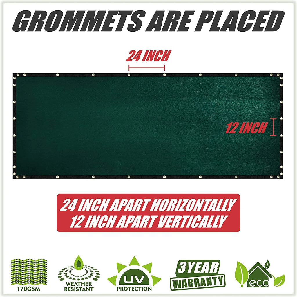 Green Fence Privacy Screen Windscreen Shade Fabric Cloth HDPE with Grommets M4527