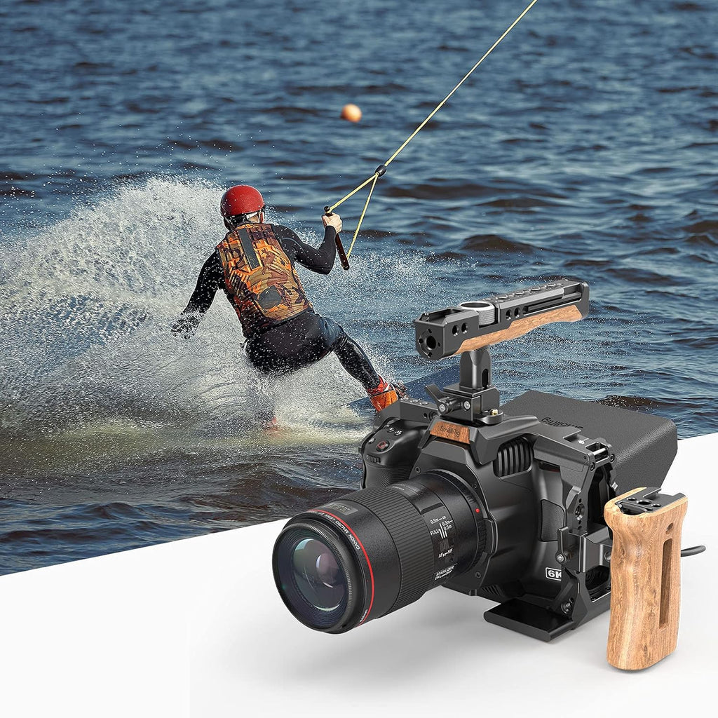 Camera Cage Accessory Kit with Top Handle Wooden Side Handle HDMI Cable Clamp SSD Clamp Sunhood NATO Rail Screen Protector V551317