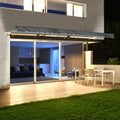Gray LED Motorized Retractable Patio Awning Q5357