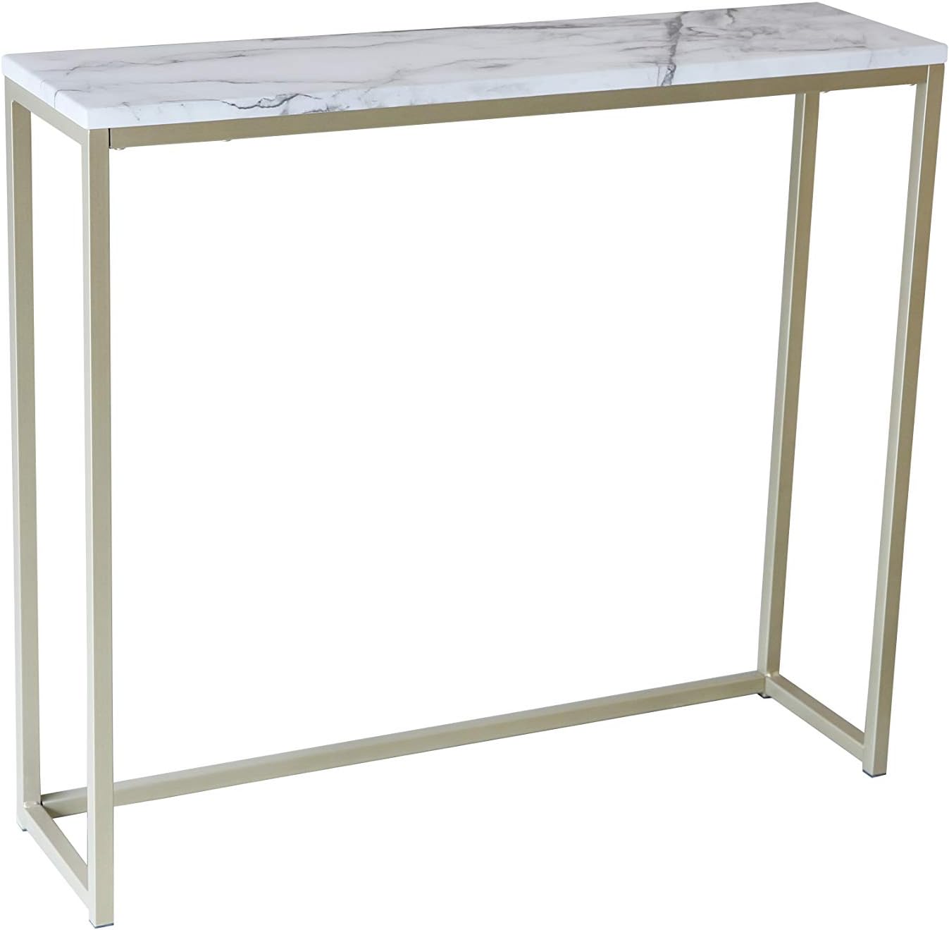 Faux Marble Console Table with Gold Metal Frame X1340