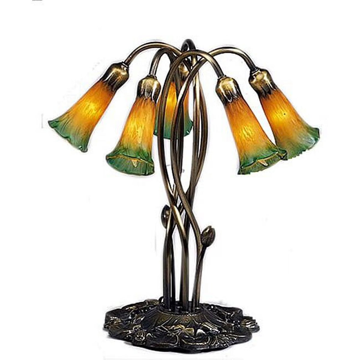 Tiffany-style Lily Amber/ Green Lamp V391485