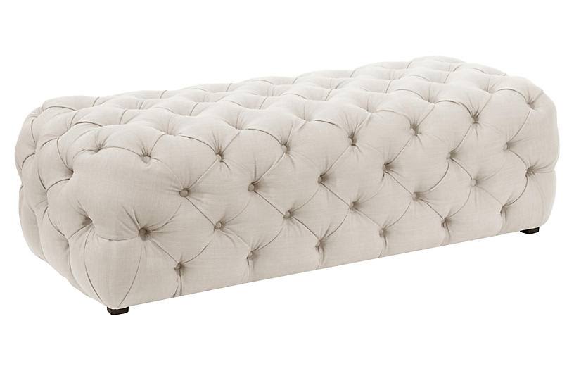 Gray Tufted Bench A331