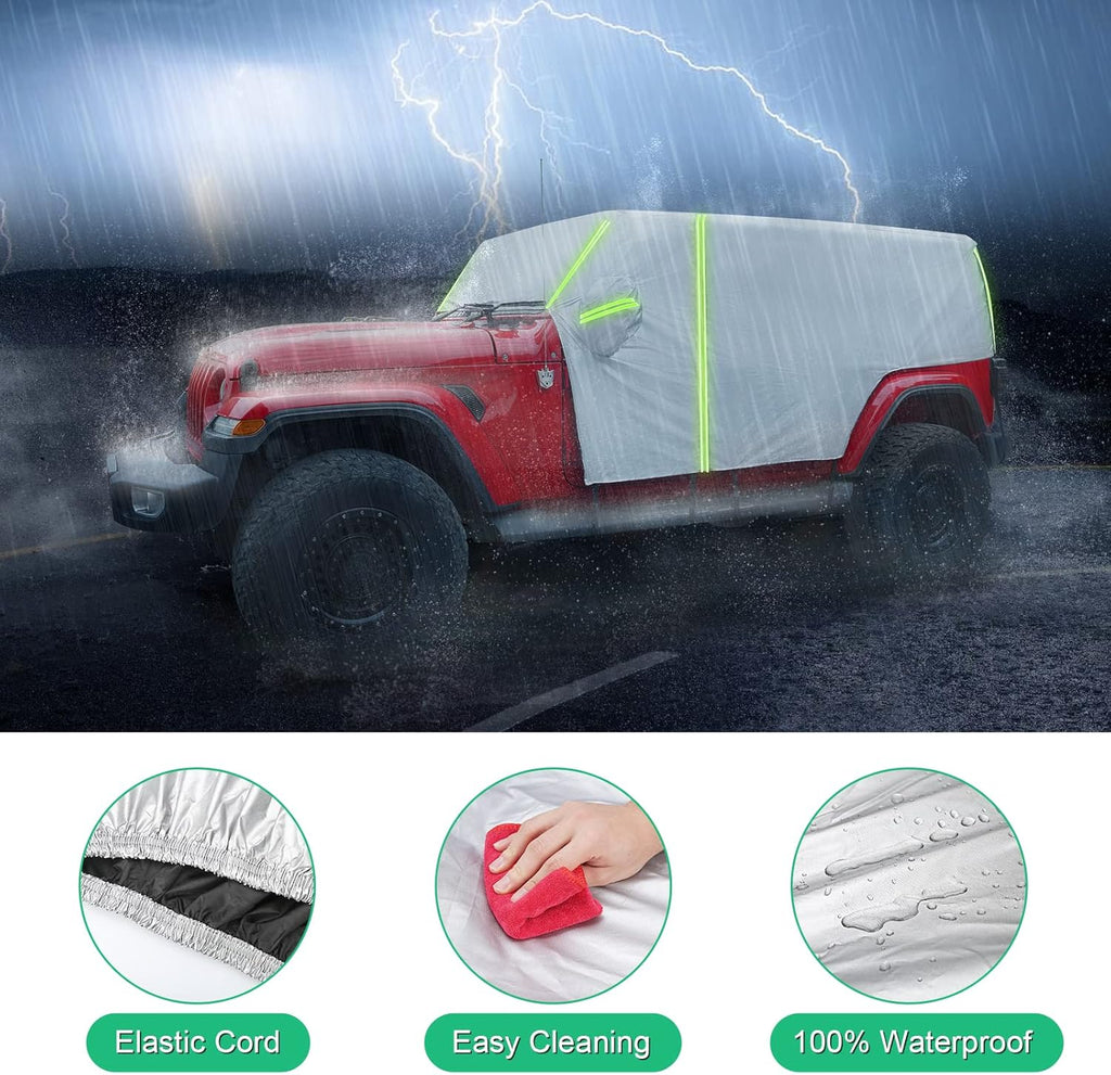 Waterproof Car Cab Cover for Jeep Wrangler 4 Door with 8 Gust Hooks Pack of 2 F622933