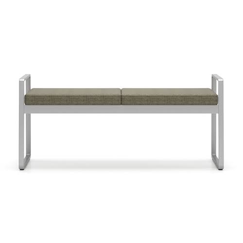 Blue Fabric Two Seat Bench with Brushed Nickel Frame X20804