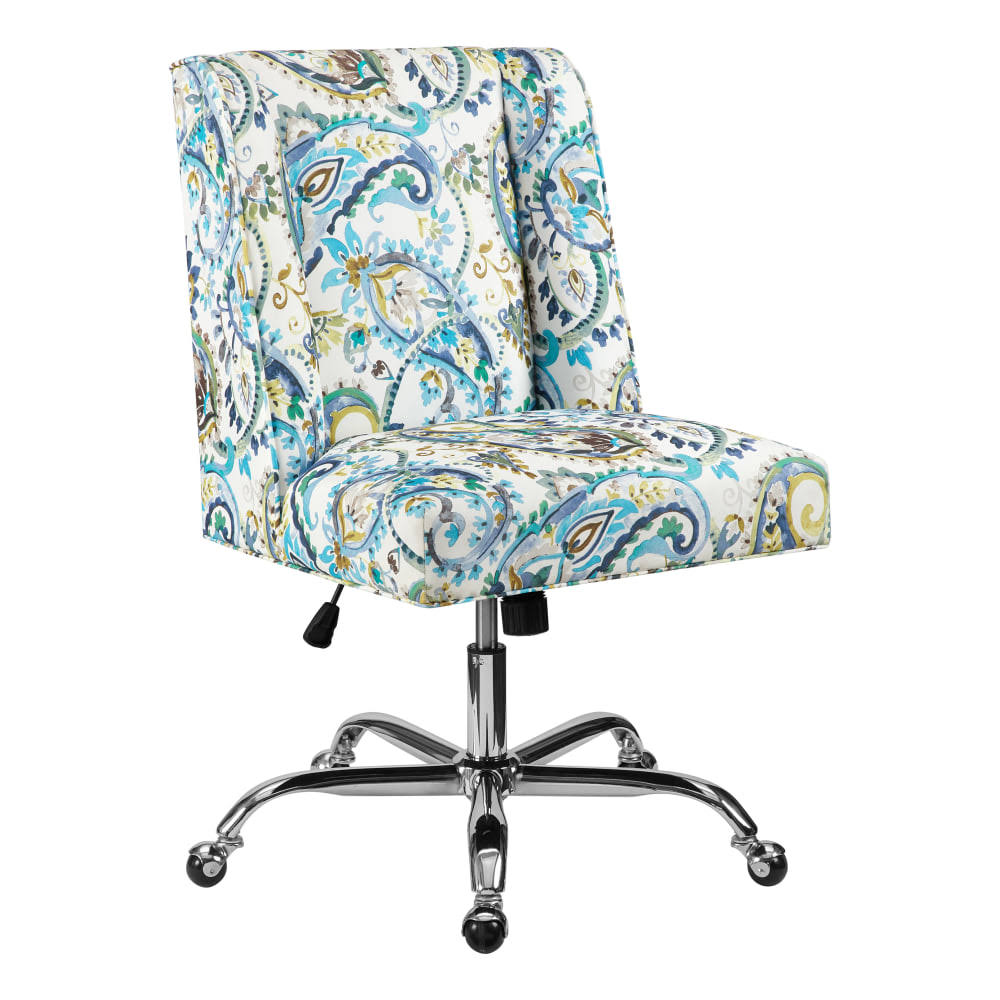 Chrome Blue Green Paisley Mid-Back Office Chair P786