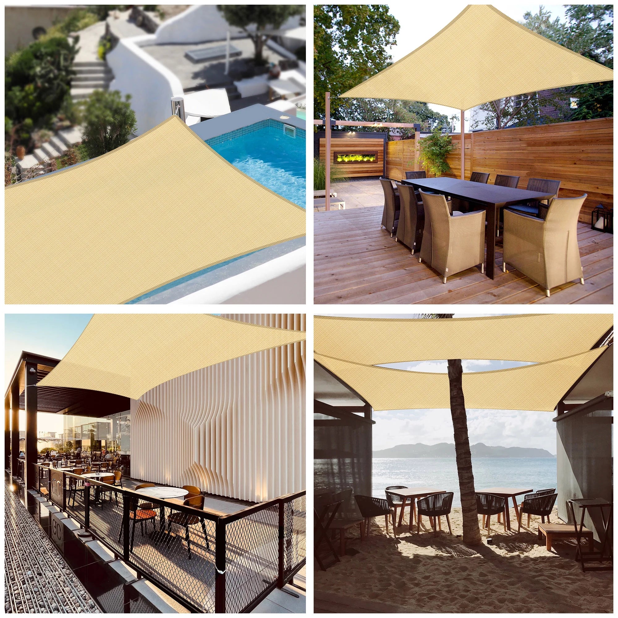 Beige Rectangle Sun Shade Sail V609