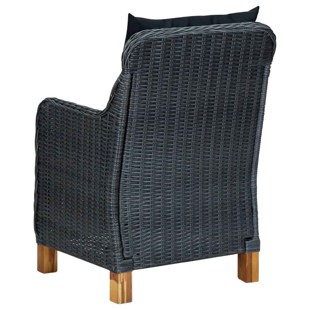 2 pcs Poly Rattan Dark Gray Patio Chairs with Cushions U160235
