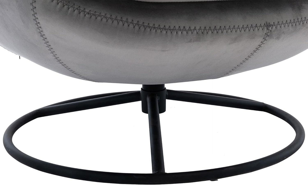 Grey Velvet Swivel Accent Chair with Ottoman and Metal Frame H972051