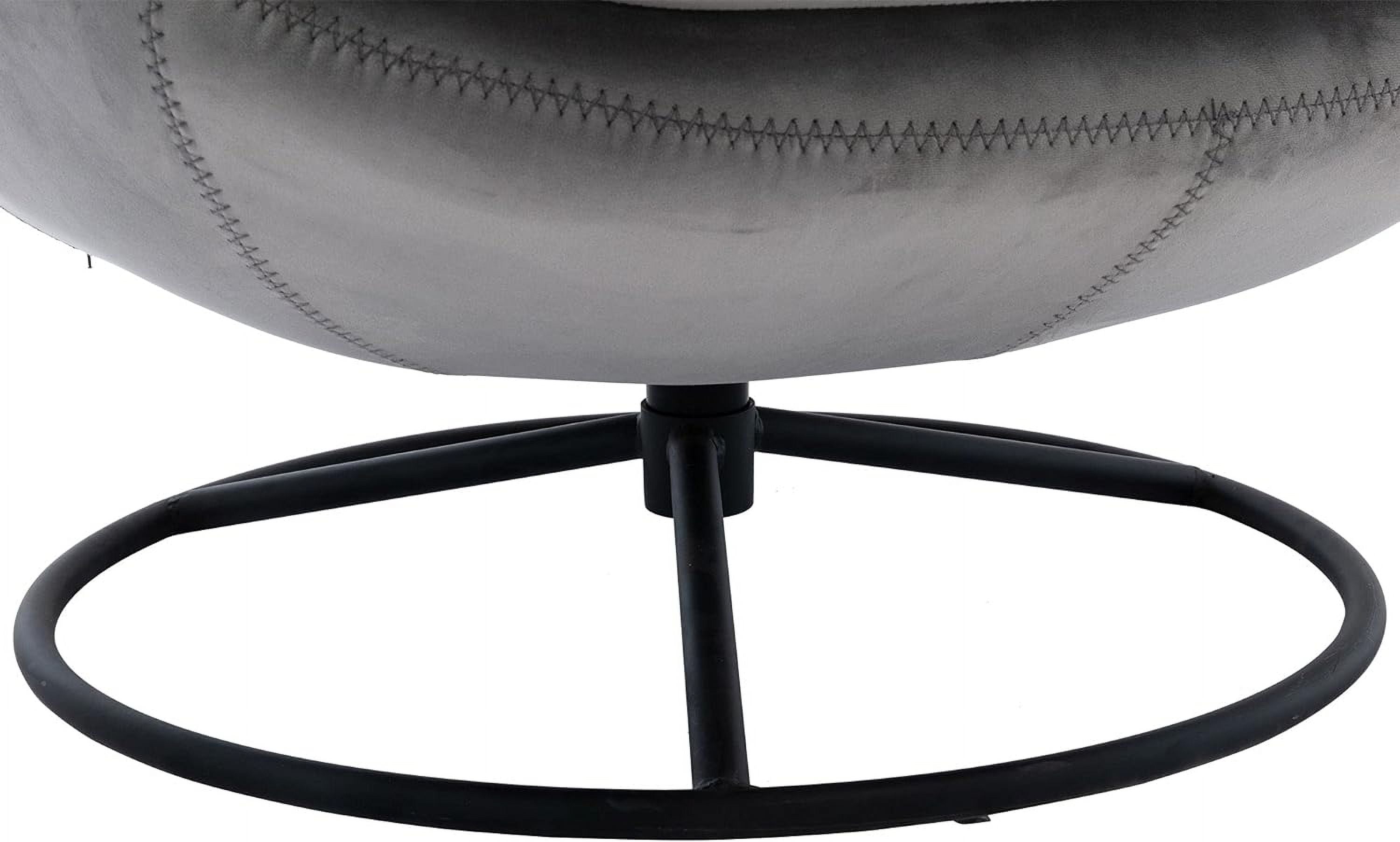 Grey Velvet Swivel Accent Chair with Ottoman and Metal Frame H972051