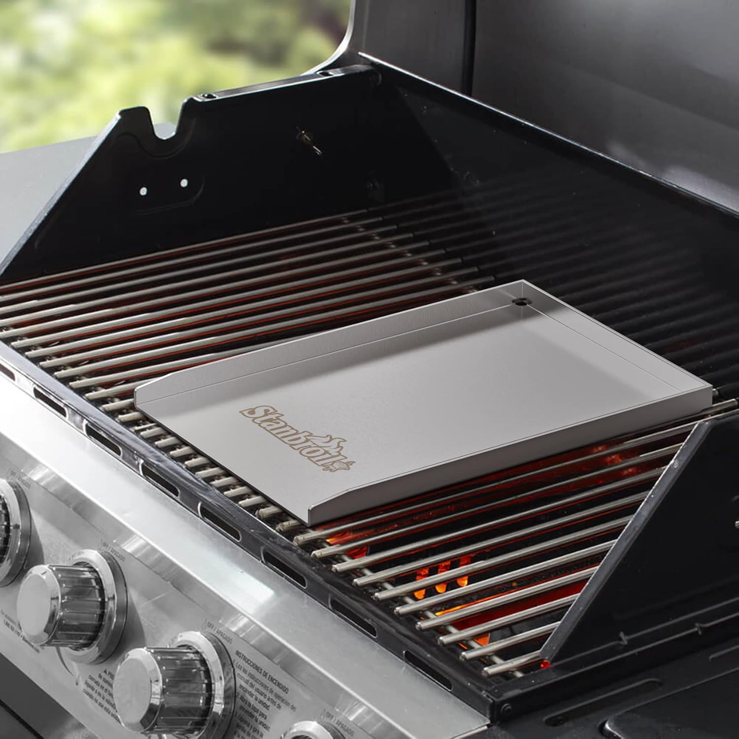 Stainless Steel Gas Grill Griddle Pan Pack of 2 U9039