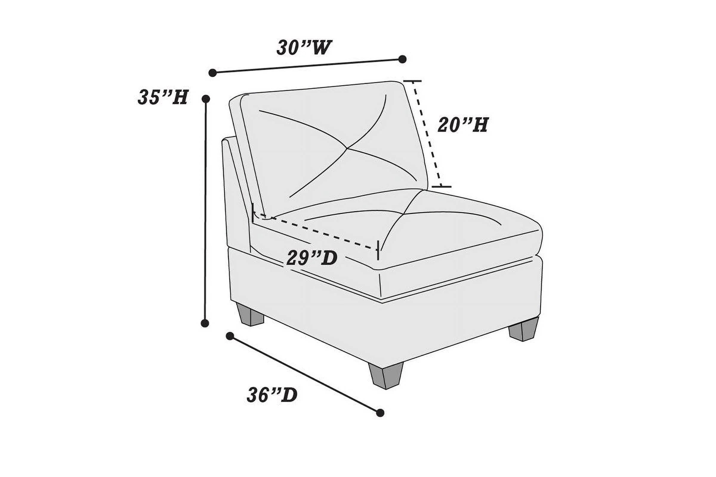 Grey Genuine Leather Tufted Armless Chair Y5294
