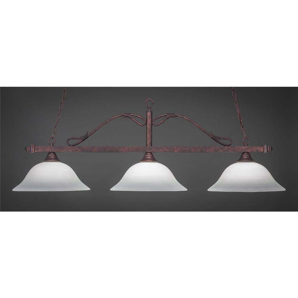 Three Light Billiard Bronze Finish with White Linen Glass O63633