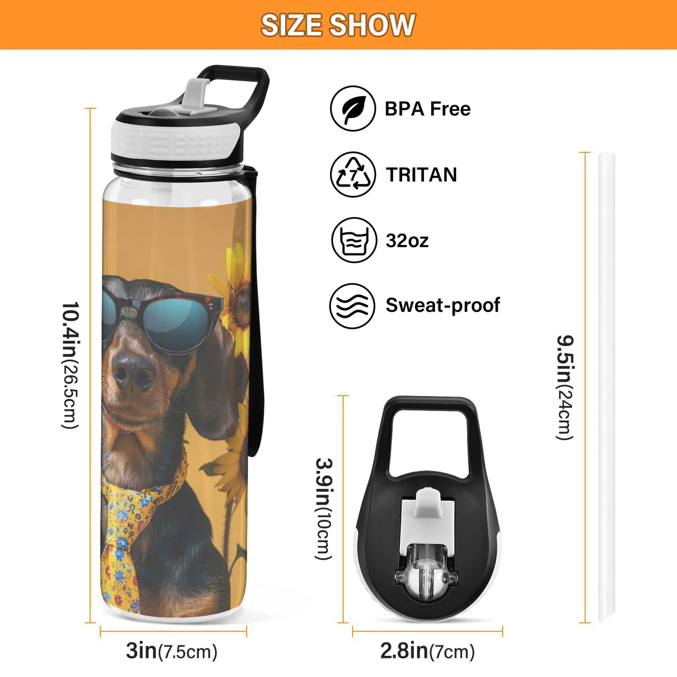 32oz Leakproof Tritan Sports Water Bottle with Straw Z347