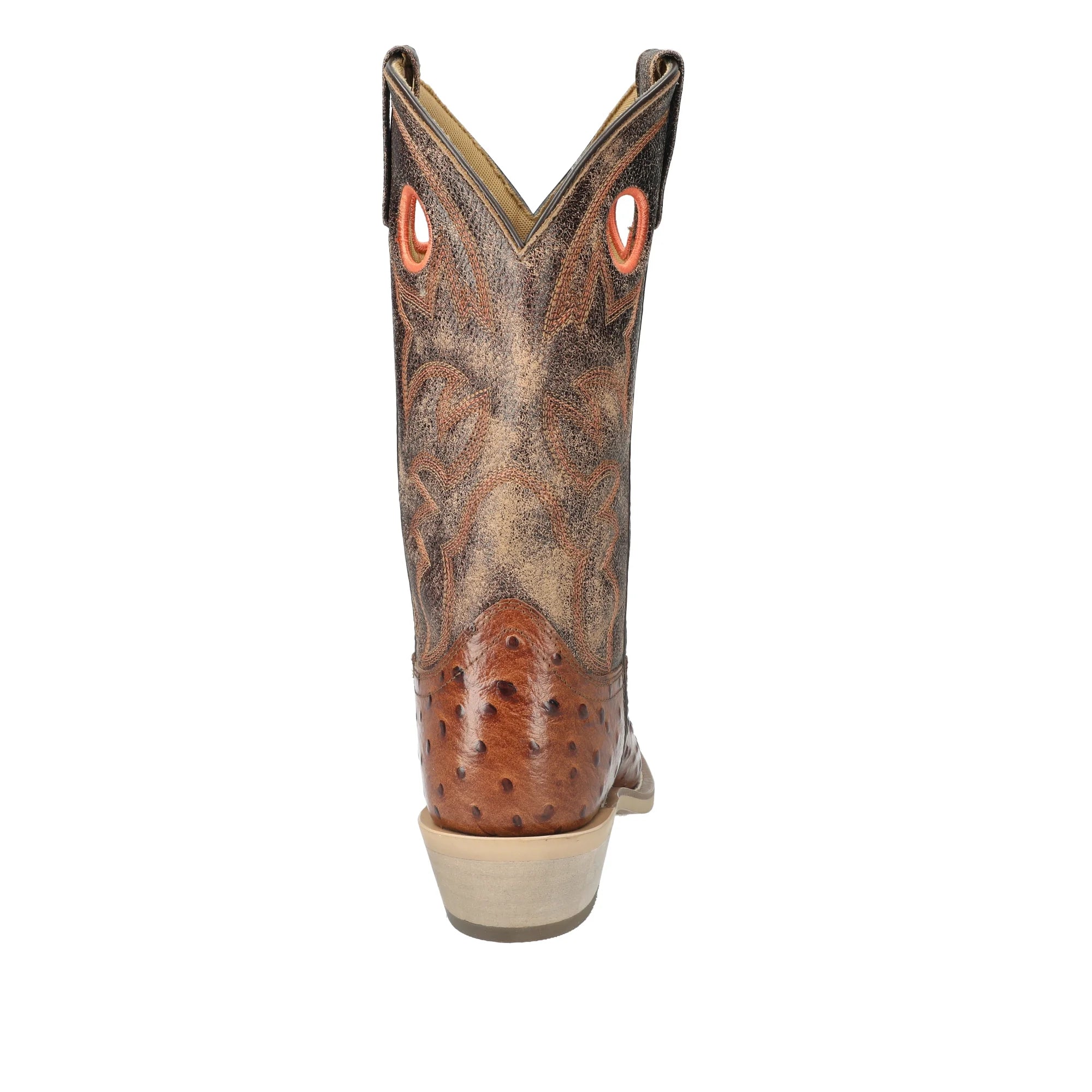 Cognac Square Toe Ostrich Print Performance Boot M89841