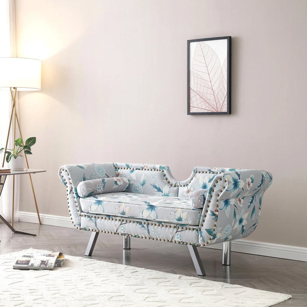 61" Width Fabric Upholstered Loveseat Settee with Washable Cushion Cover J684024