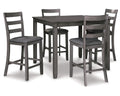 Counter Height Dining Table and Bar Stools Set of 5 Gray P213