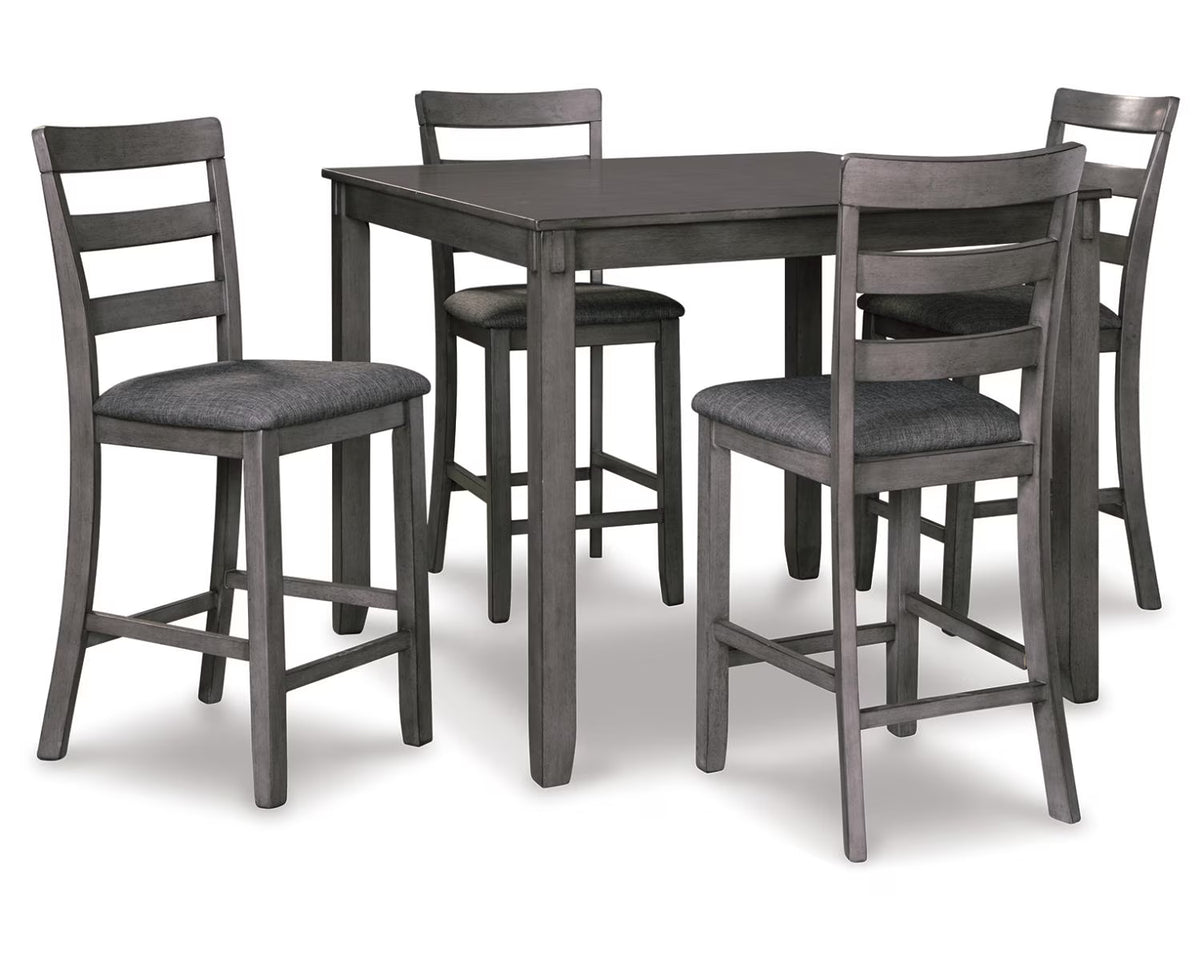 Counter Height Dining Table and Bar Stools Set of 5 Gray P213