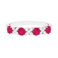 18K White Gold Ruby Half Eternity Ring with Diamond Y584405