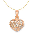 14K Rose Gold Polished Puffed Heart Pendant With 10K Yellow Gold Rope Chain 18" S2009