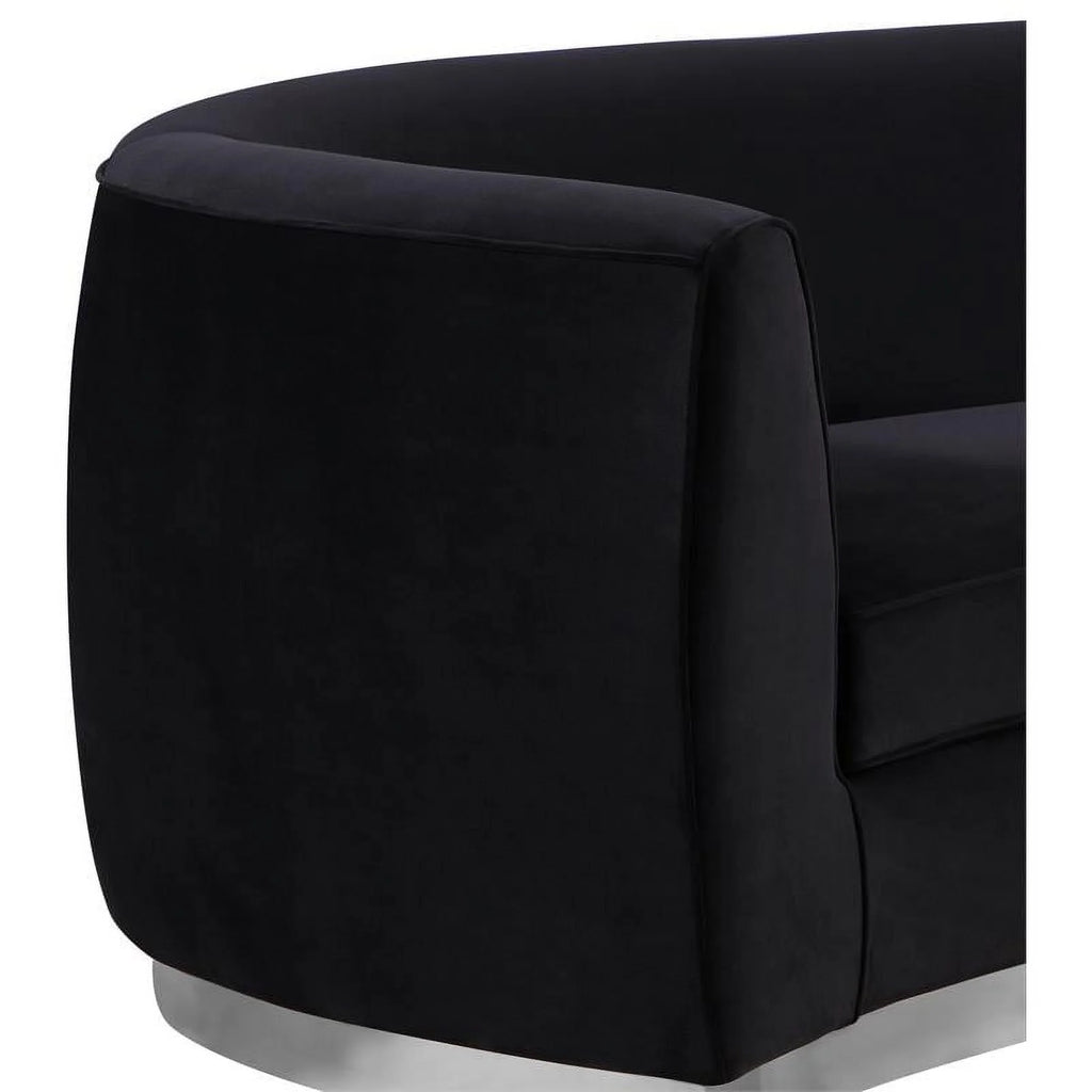 3-Piece Set with Accent Chair Chaise & Loveseat in Black and Chrome A82147