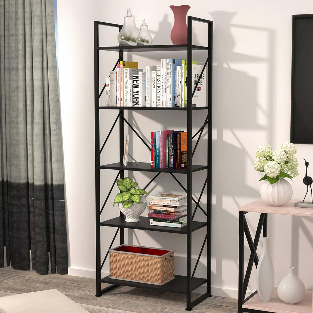 5 Tier Industrial Ladder Shelf Bookcase F3318