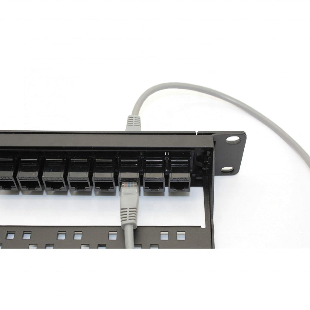24 Port CAT6 Pass Through Coupler Patch Panel with Back Bar, Unshielded Keystones, Pack of 2 D11159