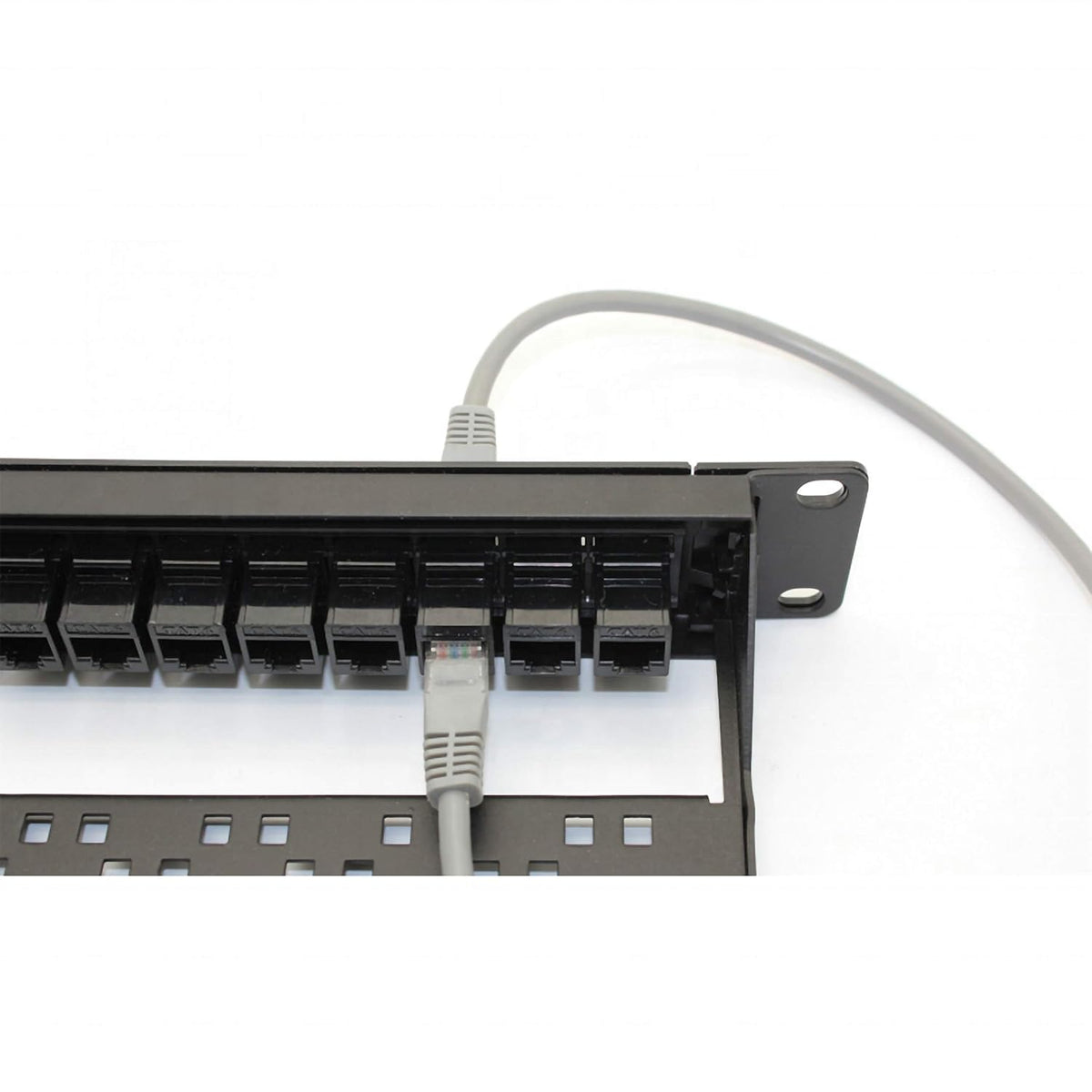 24 Port CAT6 Pass Through Coupler Patch Panel with Back Bar, Unshielded Keystones, Pack of 2 D11159