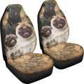 Pug Dog Floral Print Seat Covers, Set of 2 Pcs Y816
