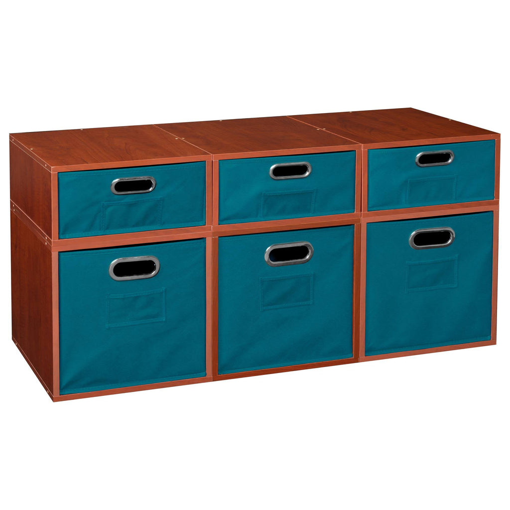 Cherry/Teal 3 Full Cubes 3 Half Cubes Storage Set with Foldable Storage Bins M92373