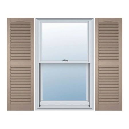 Vinyl Standard Cathedral Top Center Mullion Open Louver Shutters V614