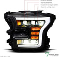 Black Housing Full LED Sequential Tri Projector Headlights For 15-17 Ford F150 B758